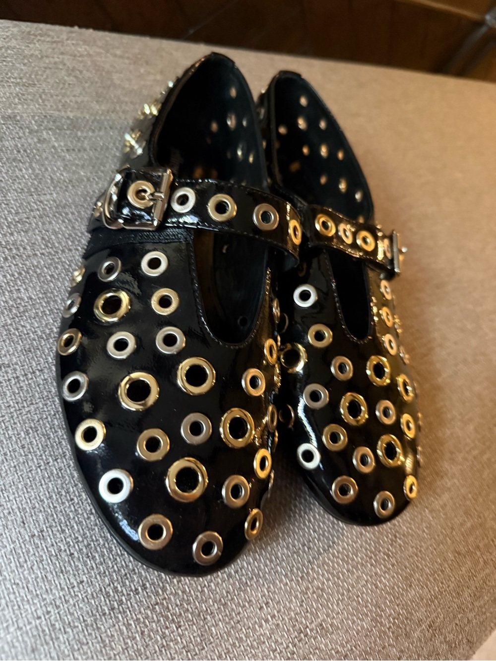 Jeffrey Campbell Black Grommet Mary Jane Flats - Picture 3 of 7